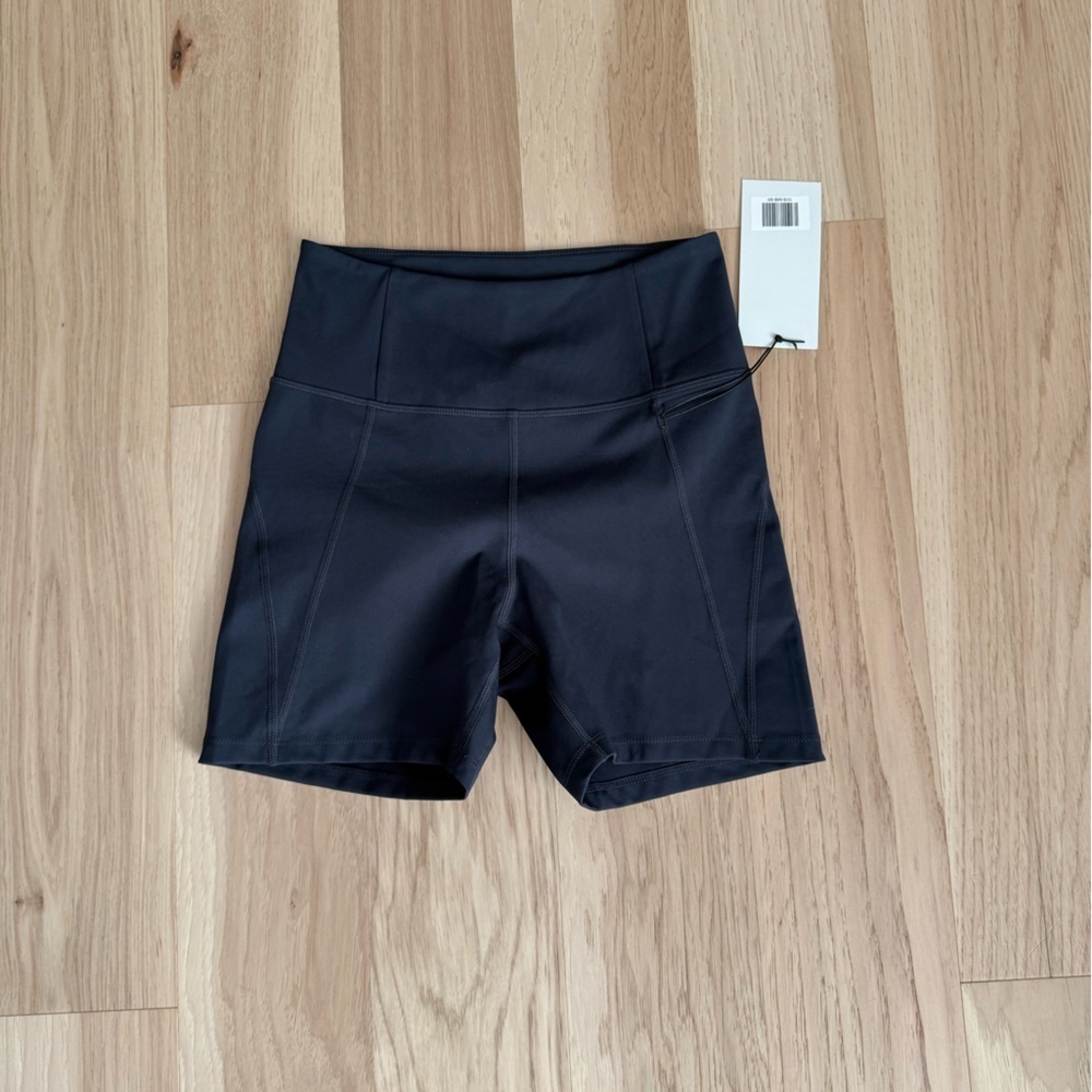 New Girlfriend Collective High Waist Shorts With Pockets - Navy Size Small - Picture 7 of 11